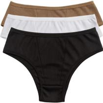 Kit 3 Calcinha Feminina Canelada Confortável Lingerie Básica Forro Algodão Dia A Dia Calsinha Kit 3 Calcinha Feminina Canelada Confortável Lingerie Básica Forro Algodão Dia A Dia Calsinha