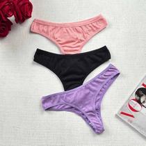 Kit 3 Calcinha Fio Dental Canelado Confortável Dia A Dia Revenda