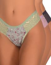 Kit 3 Calcinha Fio Dental Estampada Conforto Renda Lateral Elegante Moda Intima Lingerie Kit 3 Calcinha Fio Dental Estampada Conforto Renda Lateral Elegante Moda Intima Lingerie
