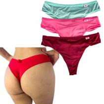 Kit 3 Calcinha Fio Duplo Lisa Feminina Microfibra Kit 3 Calcinha Fio Duplo Lisa Feminina Microfibra