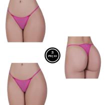 Kit 3 Calcinha Fio Tanga Tule Transparente - c3 KIT 3 LUANA