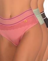 Kit 3 Calcinha Microfibra Tanga Lingerie Cintura Alta Feminina Cós Renda Frente Moda Intima Kit 3 Calcinha Microfibra Tanga Lingerie Cintura Alta Feminina Cós Renda Frente Moda Intima
