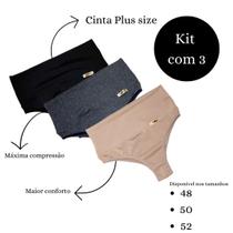 KIT 3 Calcinha Plus size 48 50 52 cinta pala compressão pós parto