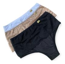 Kit 3 Calcinha Renda Cintura Alta Feminina