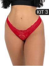 Kit 3 Calcinha Renda Tanga Feminina Lingerie Moda Íntima Kit 3 Calcinha Renda Tanga Feminina Lingerie Moda Íntima