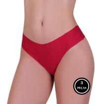 KIT 3 Calcinha sem Costura de Poliamida Tanga Fio Corte a Laser - c4 KIT 3 AGNES