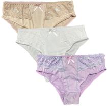 Kit 3 Calcinha Senhora Calçola Com Renda Fristyle Microfibra Feminina Adulto