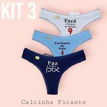 Kit 3 Calcinha Sensual e Picante Estampada Romantic com Sublimação