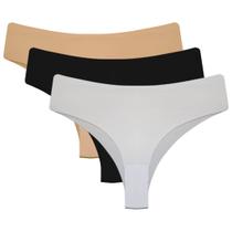 Kit 3 Calcinha Tanga Microfibra Feminina Sortida A43