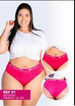 Kit 3 calcinha tanga plus size com cós alto lateral larga