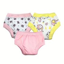 Kit 3 Calcinha Treinamento Desfralde Bebê Laço/Elefante/Rosa