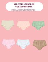 Kit 3 Calcinhas 100% Algodão Calçola Plus Size Confortáveis
