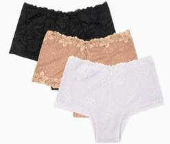 Kit 3 Calcinhas Algodão Cós Alto Renda Feminina Tamanho G Kit 3 Calcinhas Algodão Cós Alto Renda Feminina Tamanho G
