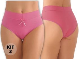 Kit 3 Calcinhas Algodão Cotton Cós Duplo Alto Reforçado Qualidade Conforto