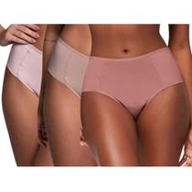 Kit 3 Calcinhas Altas Cavadas Basic Double Liebe 201301
