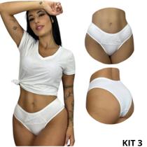 kit 3 Calcinhas Básica conforto Frente com Renda Sexy