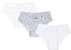 Kit 3 Calcinhas Basicas Cava Alta em Algodão P AO XXG