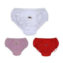 Kit 3 Calcinhas Bebê Tapa Fralda Menina Bunda Rica 100% Algodão Infantil Cores Sortida Tamanho Único