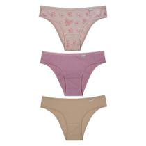 Kit 3 Calcinhas Biquíni DelRio 51364 Algodão