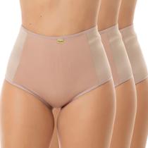 Kit 3 Calcinhas Cinta Confortável Modeladora Feminina Elástico Lateral Ajuste Perfeito Aperta Barriga PósParto
