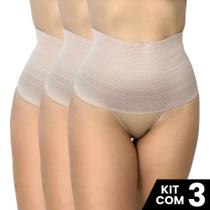 Kit 3 Calcinhas Cinta Elastico 17cm Compressão Confortável Modeladora de Cintura Lingerie Funcional