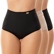 Kit 3 Calcinhas Cinta Modeladora Confortável Elástico Lateral Ajuste Aperta Barriga Pós-Parto