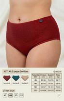 Kit 3 Calcinhas Cintura Alta Algodão Plus Size Conforto Ref 2726 Tamanho:52