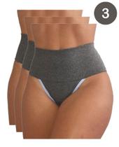 Kit 3 Calcinhas Cintura Alta frente Cós Dupla Compressão