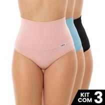 kit 3 Calcinhas Cós Alto 15 Cm Aperta Barriga Modeladora Compressão Feminina kit 3 Calcinhas Cós Alto 15 Cm Aperta Barriga Modeladora Compressão Feminina