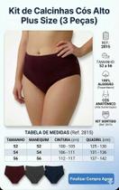Kit 3 Calcinhas Cós Alto Plus Size Algodão Linda Brasil 52 Ao 56 Tamanho:54 Kit 3 Calcinhas Cós Alto Plus Size Algodão Linda Brasil 52 Ao 56 Tamanho:54
