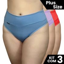 Kit 3 Calcinhas Cós Alto Plus Size Tamanho Grande Ajuste Perfeito Kit 3 Calcinhas Cós Alto Plus Size Tamanho Grande Ajuste Perfeito