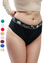 Kit 3 Calcinhas De Algodão Cintura Alta Cores variadas Kit 3 Calcinhas De Algodão Cintura Alta Cores variadas