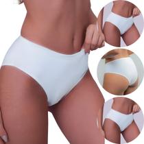 Kit 3 Calcinhas Feminina Cintura Alta Frente Dupla Conforto Kit 3 Calcinhas Feminina Cintura Alta Frente Dupla Conforto