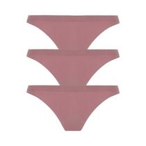 Kit 3 Calcinhas Feminina Sem Costura Tanga Lisa Nude Lupo Loba