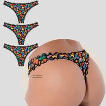 Kit 3 Calcinhas Femininas Fio Dental Frufru DeMillus Tule -