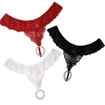 Kit 3 Calcinhas Fio Dental Com Pérolas estimuladoras