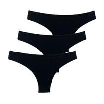 Kit 3 Calcinhas Fio Dental Try Basics Algodão Cotton Básica Lisa Moda Lingerie