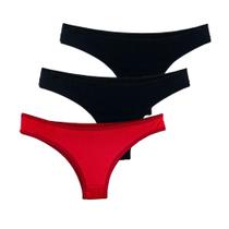 Kit 3 Calcinhas Fio Dental Try Basics Algodão Cotton Básica Lisa Moda Lingerie