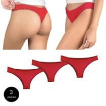 Kit 3 Calcinhas Fio Dental Try Basics Algodão Cotton Básica Lisa Moda Lingerie