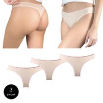 Kit 3 Calcinhas Fio Dental Try Basics Algodão Cotton Básica Lisa Moda Lingerie