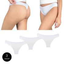 Kit 3 Calcinhas Fio Dental Try Basics Algodão Cotton Básica Lisa Moda Lingerie