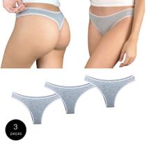 Kit 3 Calcinhas Fio Dental Try Basics Algodão Cotton Básica Lisa Moda Lingerie
