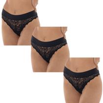 Kit 3 Calcinhas Fio Dental Vanille DeMillus Renda Cós Duplo Kit 3 Calcinhas Fio Dental Vanille DeMillus Renda Cós Duplo