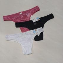 Kit 3 Calcinhas Fio Duplo com Renda Dy Any 7988 Kit 3 Calcinhas Fio Duplo com Renda Dy Any 7988