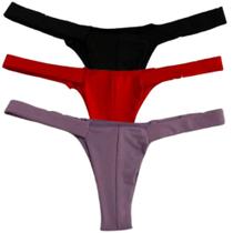 Kit 3 Calcinhas Fio Duplo Feminino Lingerie Biquini Tanga Tirinhas Conforto Microfibra