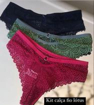 Kit 3 calcinhas fio Lotus tam M
