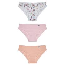 Kit 3 Calcinhas Infantil Em Cotton Meninas Miss DelRio