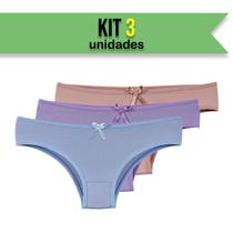 Kit 3 Calcinhas Infantil/Juvenil Lisa Feminina Colorida Forro 100% Algodão Menina Moça Cores Variada Kit 3 Calcinhas Infantil/Juvenil Lisa Feminina Colorida Forro 100% Algodão Menina Moça Cores Variada