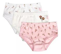 Kit 3 Calcinhas Infantil Malha Dupla Luna 100% Algodão 381 A