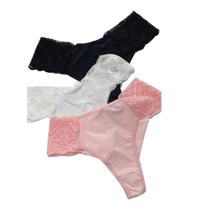 Kit 3 Calcinhas Lateral Renda Fio Duplo empina bumbum Cotton